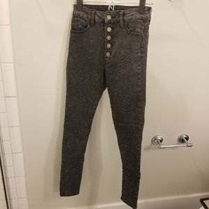 Acid Wash High Waisted Jeans with Button Fly (5)